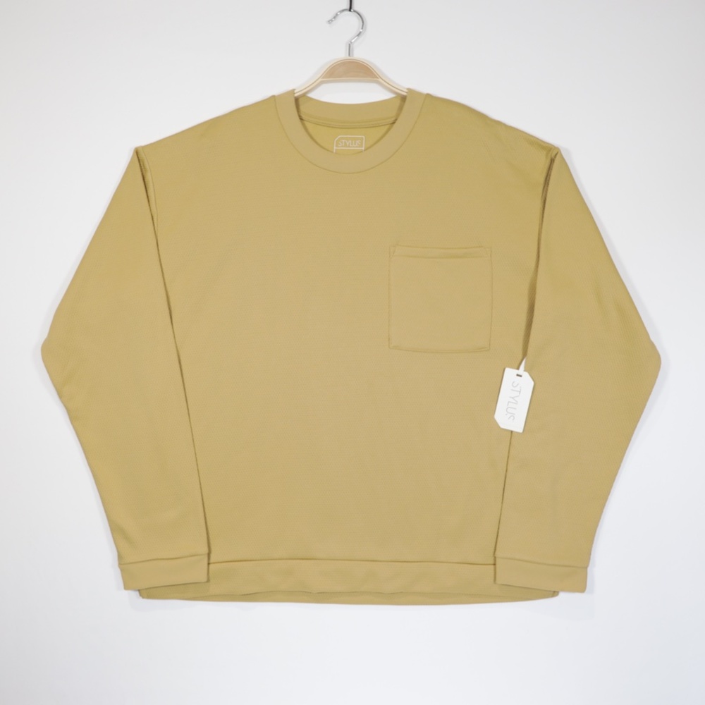 Stylus Men's Crew Neck Long Sleeve Pocket Fleece Sweatshirt Honey‎ Size XL